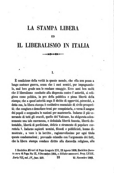 La civiltà cattolica pubblicazione periodica per tutta l'Italia