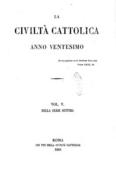 La civiltà cattolica pubblicazione periodica per tutta l'Italia