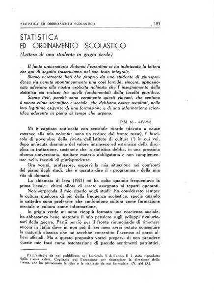 Statistica edita, sotto gli auspici delle Università di Bologna, Padova e Palermo, dalla Scuola di Perfezionamento in discipline corporative dell'Università di Ferrara