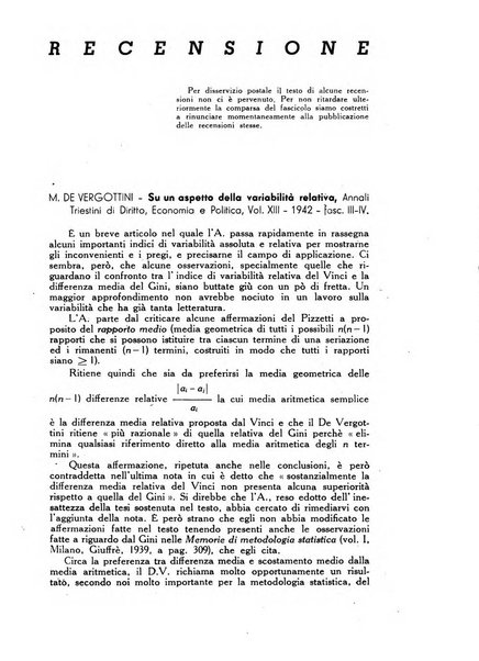 Statistica edita, sotto gli auspici delle Università di Bologna, Padova e Palermo, dalla Scuola di Perfezionamento in discipline corporative dell'Università di Ferrara