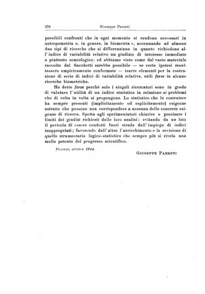 Statistica edita, sotto gli auspici delle Università di Bologna, Padova e Palermo, dalla Scuola di Perfezionamento in discipline corporative dell'Università di Ferrara