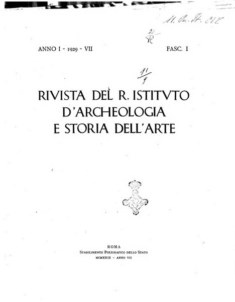 Rivista del R. Istituto d'archeologia e storia dell'arte