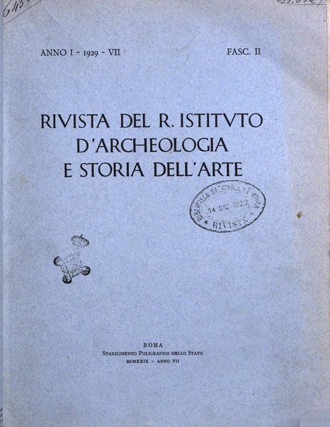 Rivista del R. Istituto d'archeologia e storia dell'arte