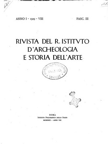 Rivista del R. Istituto d'archeologia e storia dell'arte