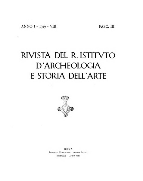 Rivista del R. Istituto d'archeologia e storia dell'arte