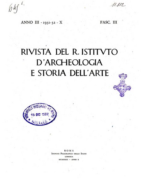 Rivista del R. Istituto d'archeologia e storia dell'arte