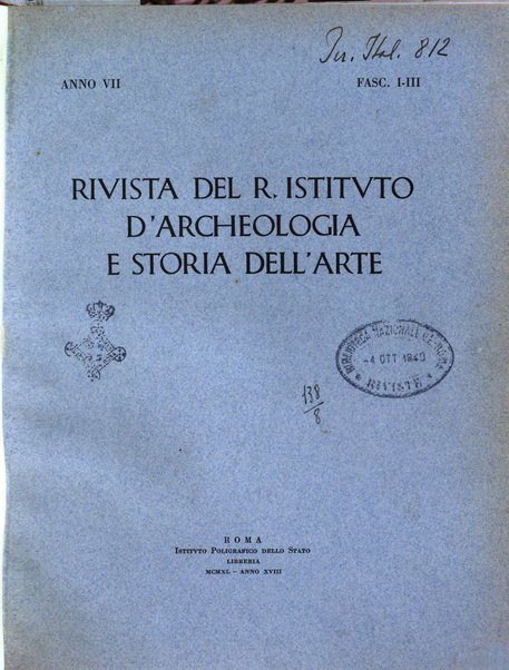 Rivista del R. Istituto d'archeologia e storia dell'arte