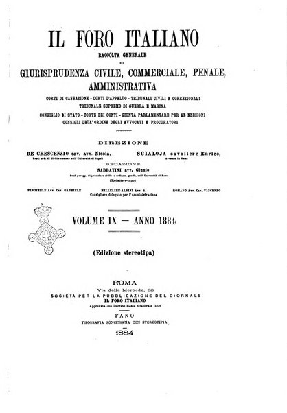 Il foro italiano raccolta generale di giurisprudenza civile, commerciale, penale, amministrativa