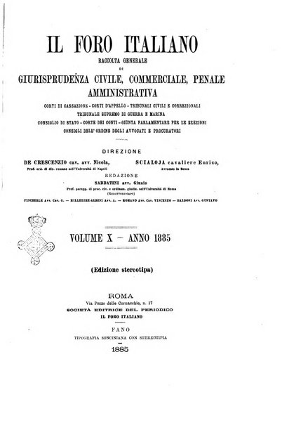 Il foro italiano raccolta generale di giurisprudenza civile, commerciale, penale, amministrativa