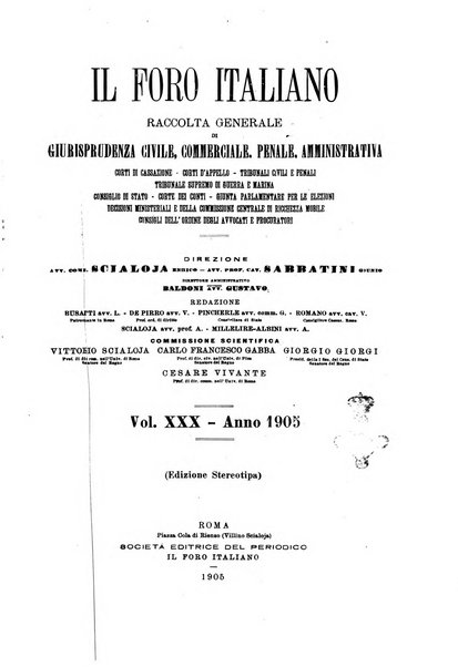 Il foro italiano raccolta generale di giurisprudenza civile, commerciale, penale, amministrativa