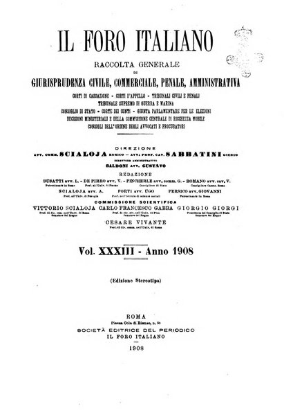 Il foro italiano raccolta generale di giurisprudenza civile, commerciale, penale, amministrativa