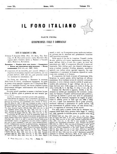 Il foro italiano raccolta generale di giurisprudenza civile, commerciale, penale, amministrativa