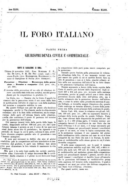 Il foro italiano raccolta generale di giurisprudenza civile, commerciale, penale, amministrativa