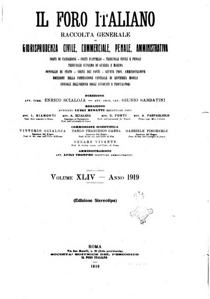 Il foro italiano raccolta generale di giurisprudenza civile, commerciale, penale, amministrativa