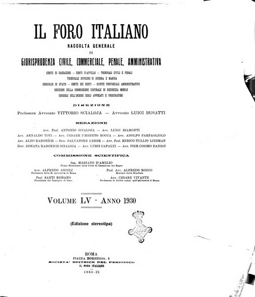 Il foro italiano raccolta generale di giurisprudenza civile, commerciale, penale, amministrativa