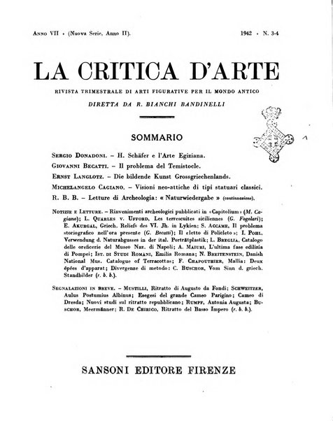 La critica d'arte rivista bimestrale di arti figurative