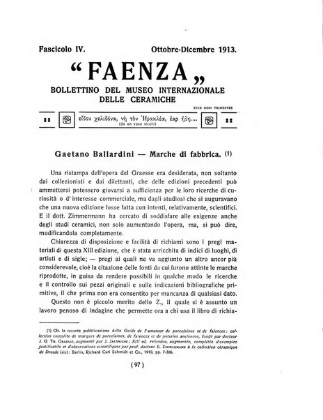 Faenza bollettino del Museo internazionale delle ceramiche