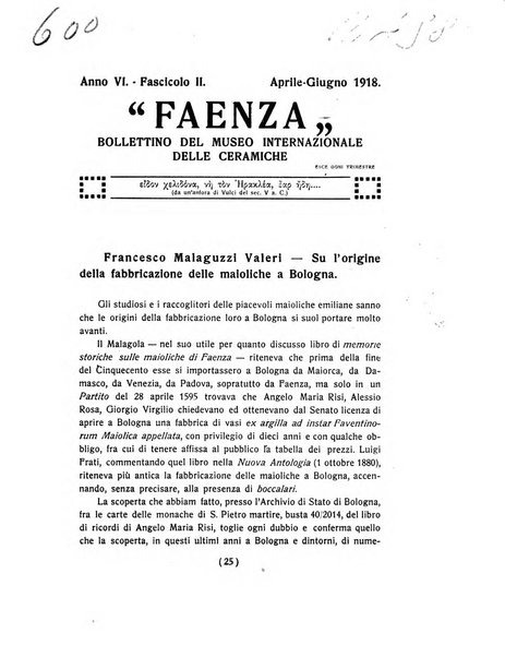 Faenza bollettino del Museo internazionale delle ceramiche