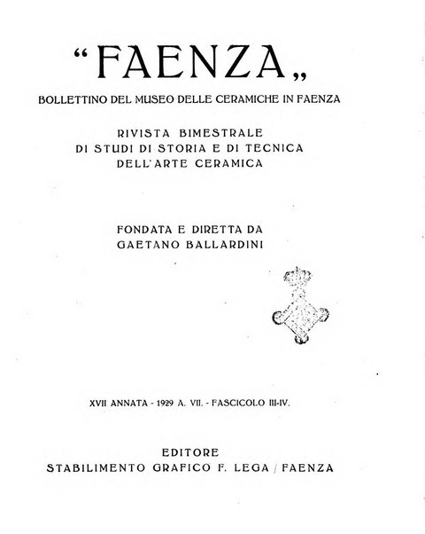 Faenza bollettino del Museo internazionale delle ceramiche