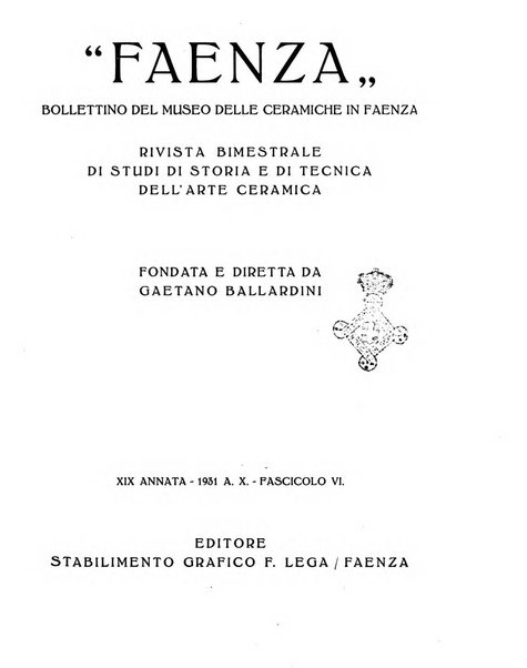 Faenza bollettino del Museo internazionale delle ceramiche