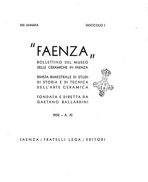 Faenza bollettino del Museo internazionale delle ceramiche