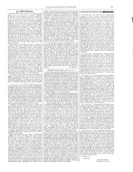 L'illustrazione italiana rivista settimanale degli avvenimenti e personaggi contemporanei sopra la storia del giorno, la vita pubblica e sociale, scienze, belle arti, geografia e viaggi, teatri, musica, mode [ecc.]