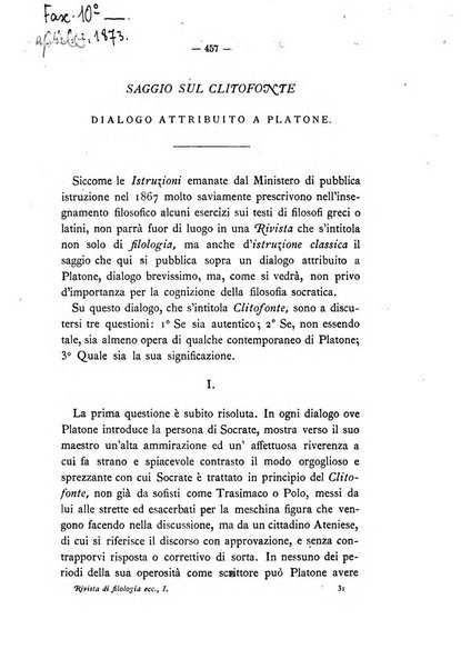 Rivista di filologia e d'istruzione classica