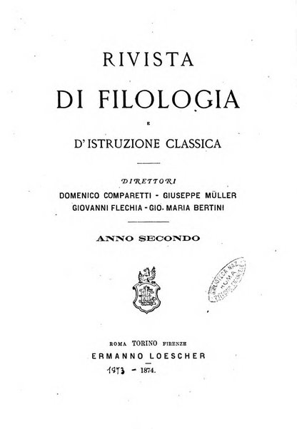 Rivista di filologia e d'istruzione classica