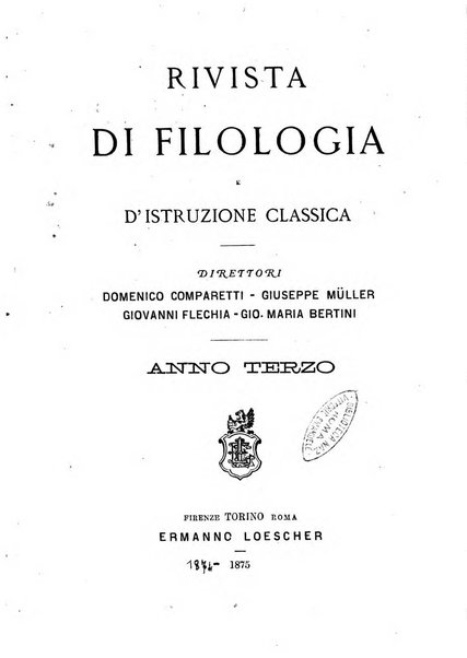 Rivista di filologia e d'istruzione classica