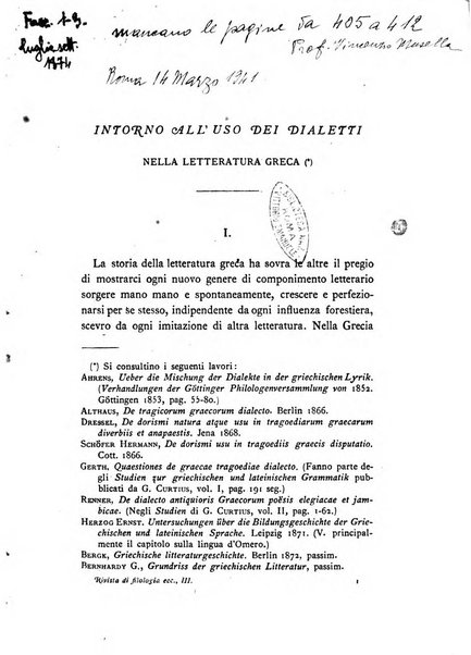 Rivista di filologia e d'istruzione classica