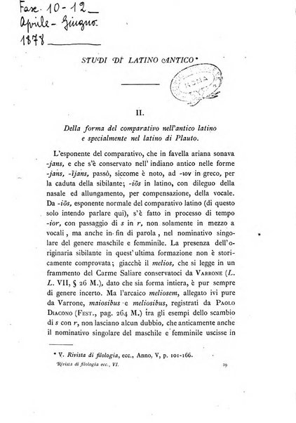 Rivista di filologia e d'istruzione classica