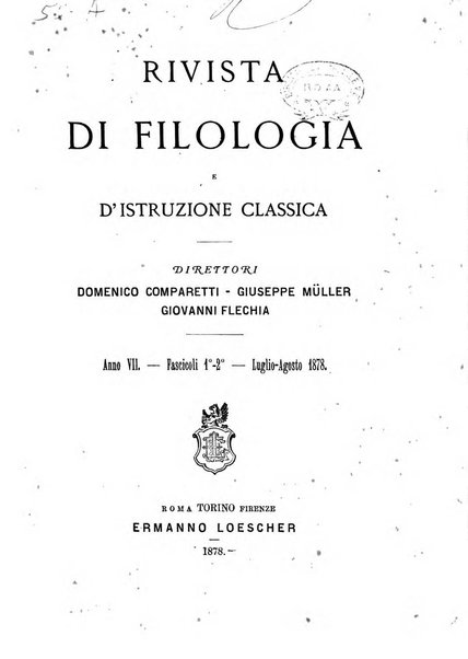 Rivista di filologia e d'istruzione classica