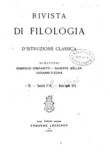 Rivista di filologia e d'istruzione classica