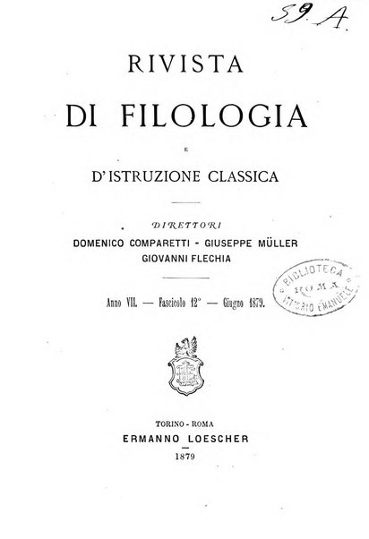 Rivista di filologia e d'istruzione classica