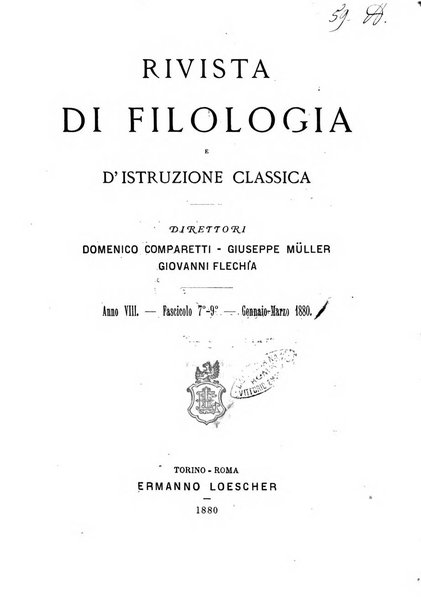 Rivista di filologia e d'istruzione classica