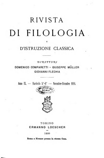 Rivista di filologia e d'istruzione classica