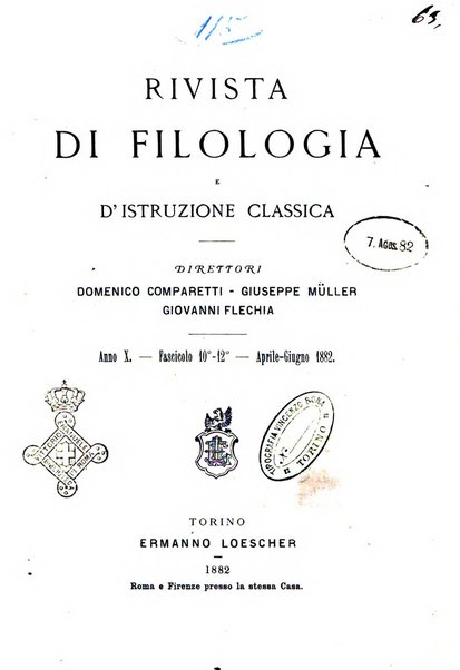 Rivista di filologia e d'istruzione classica