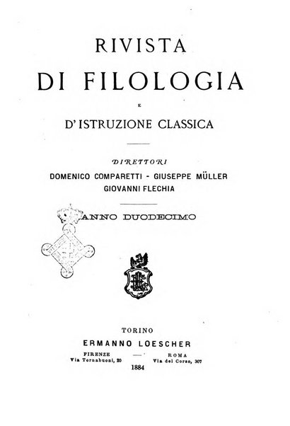 Rivista di filologia e d'istruzione classica