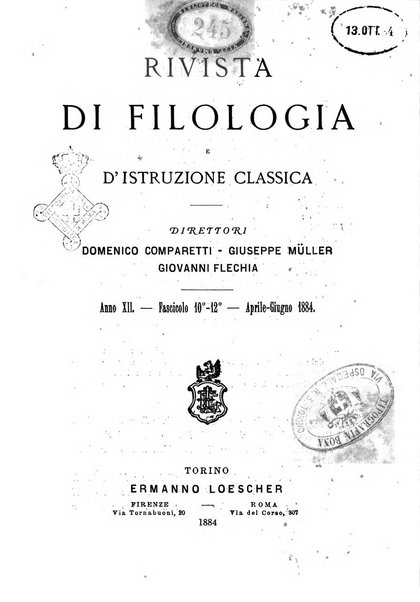 Rivista di filologia e d'istruzione classica