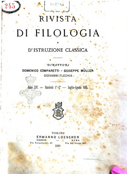 Rivista di filologia e d'istruzione classica