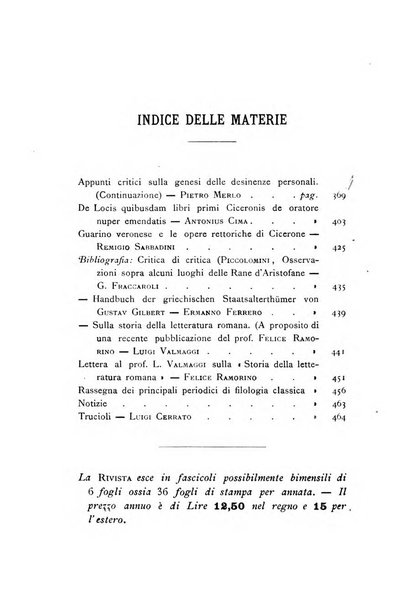 Rivista di filologia e d'istruzione classica