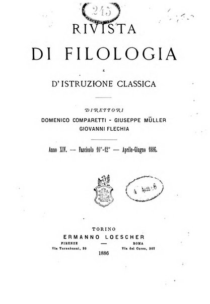 Rivista di filologia e d'istruzione classica