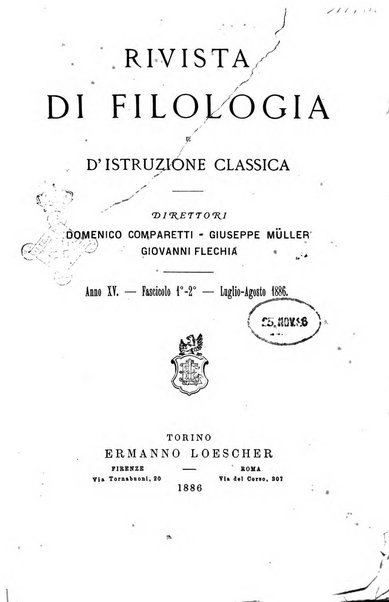Rivista di filologia e d'istruzione classica