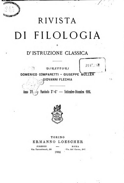 Rivista di filologia e d'istruzione classica