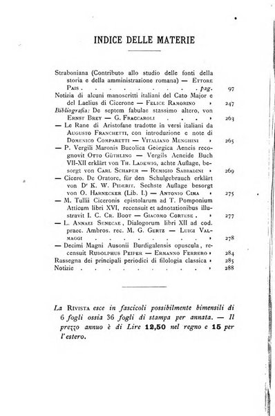 Rivista di filologia e d'istruzione classica