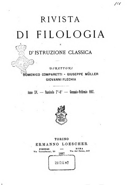 Rivista di filologia e d'istruzione classica