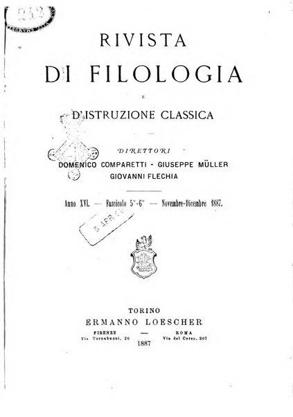 Rivista di filologia e d'istruzione classica