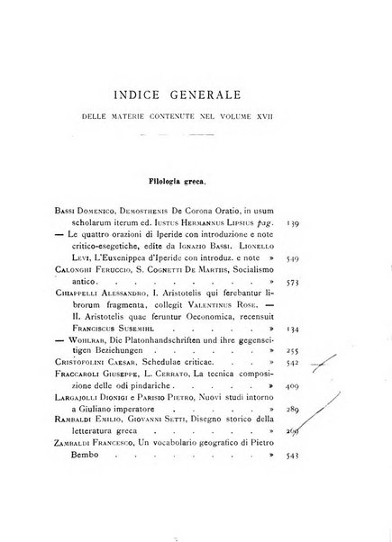 Rivista di filologia e d'istruzione classica