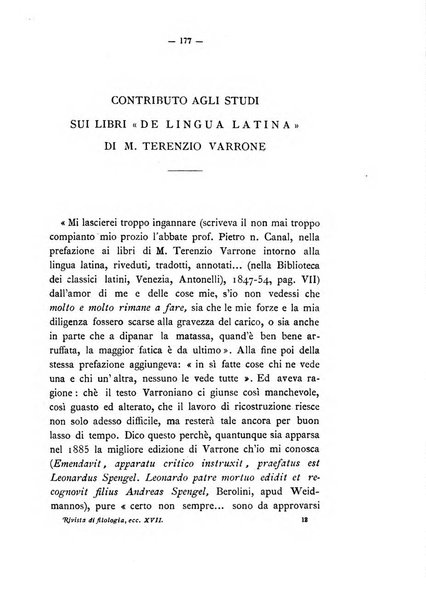 Rivista di filologia e d'istruzione classica