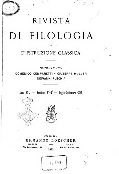 Rivista di filologia e d'istruzione classica